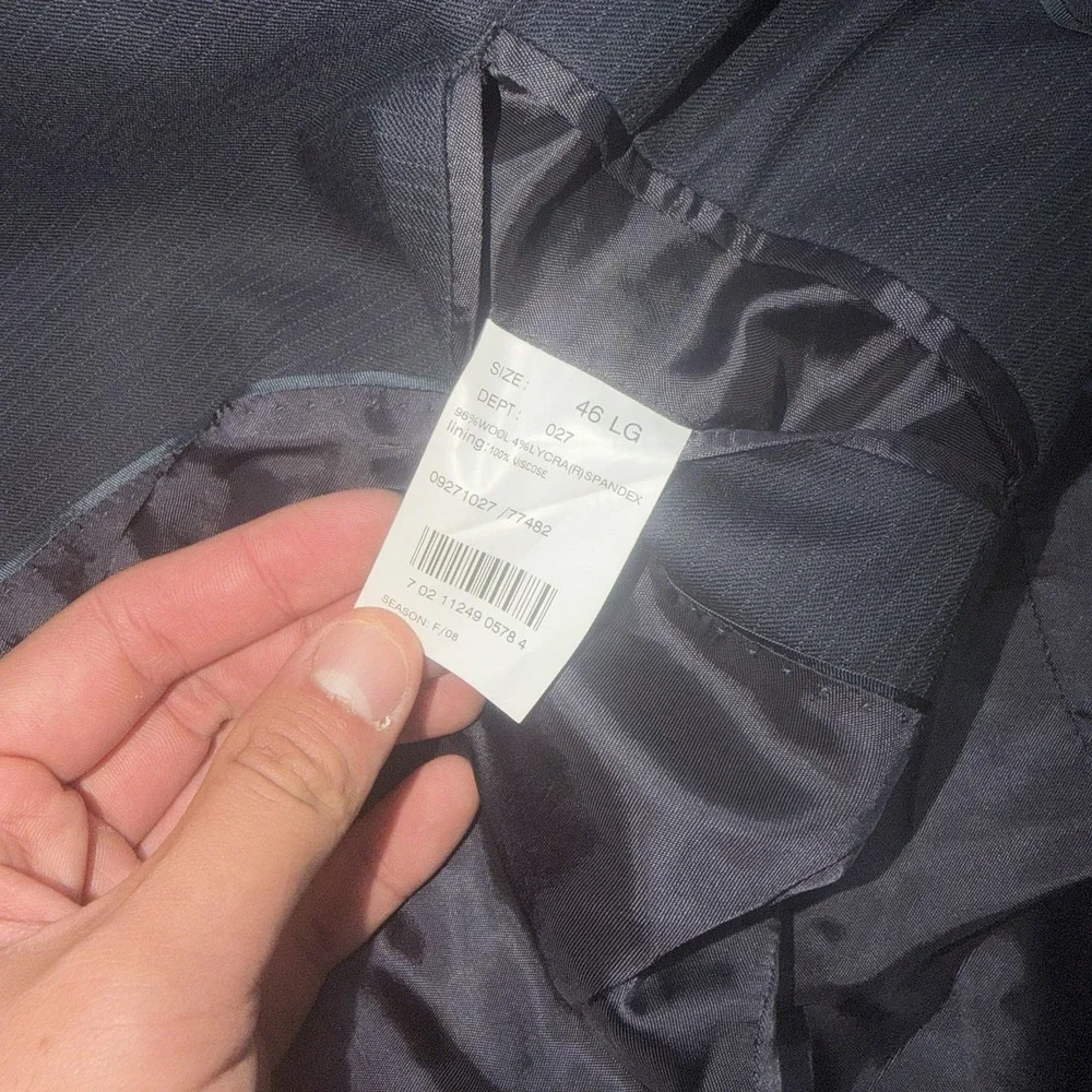 Brooks Brothers 346 Men's Suit 2-piece Wool Sz 46L Pants 38x31 Black Pinstripe